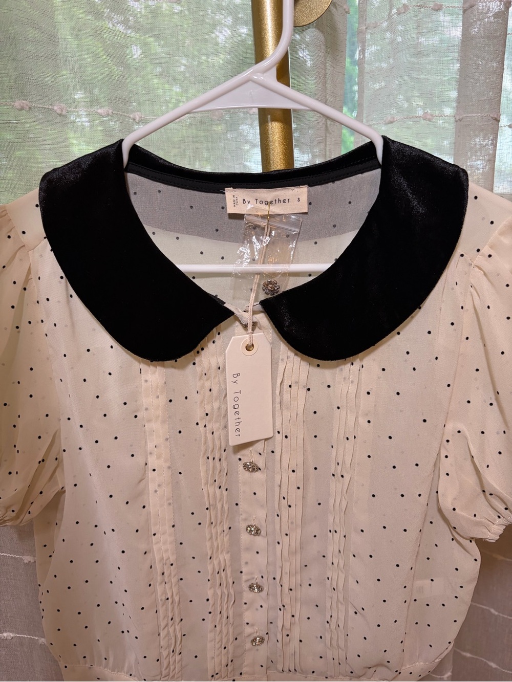 By Together DÔEN Inspired Polka Dot Peter Pan Collar Blouse - Picture 3 of 4